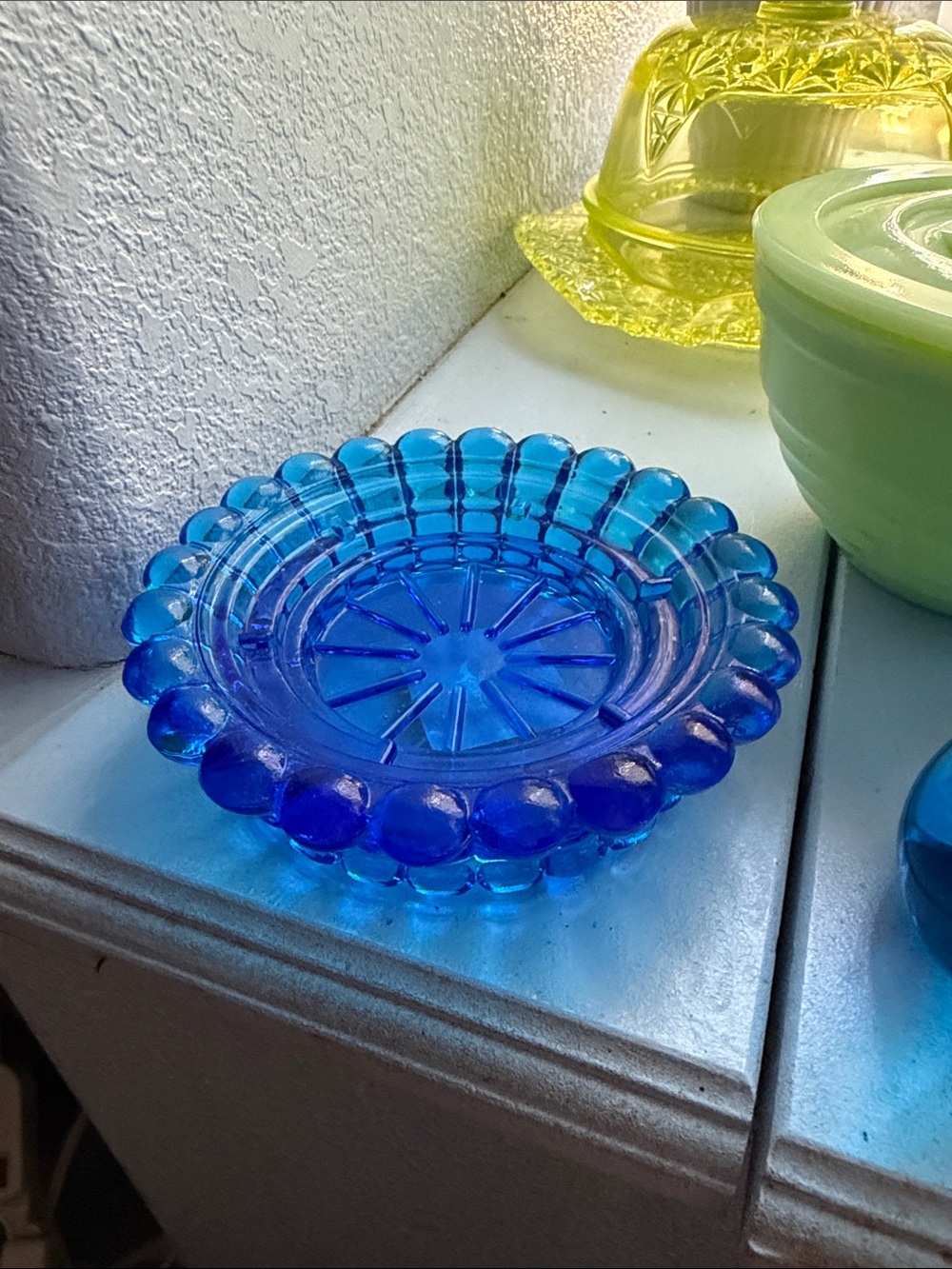 Blue Glass Decorative candle dish - Home Art